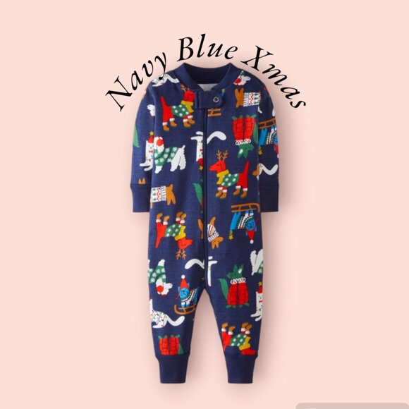 Hanna Andersson Other - Hanna Andersson Navy Blue Christmas Holiday Baby Zip Sleeper Organic Cotton NWOT